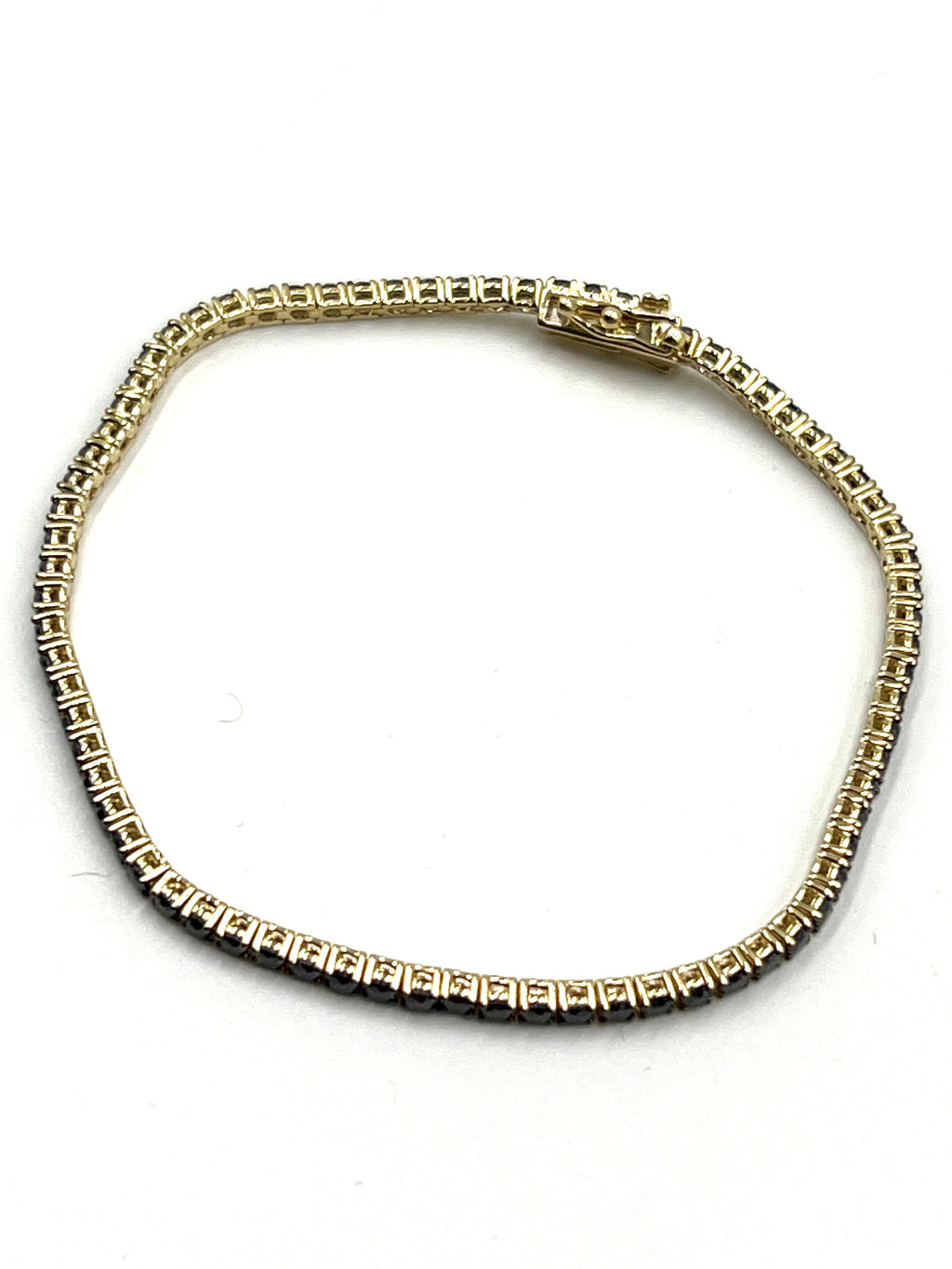 Tennisarmband in Gelbgold mit schwarzen Diamanten