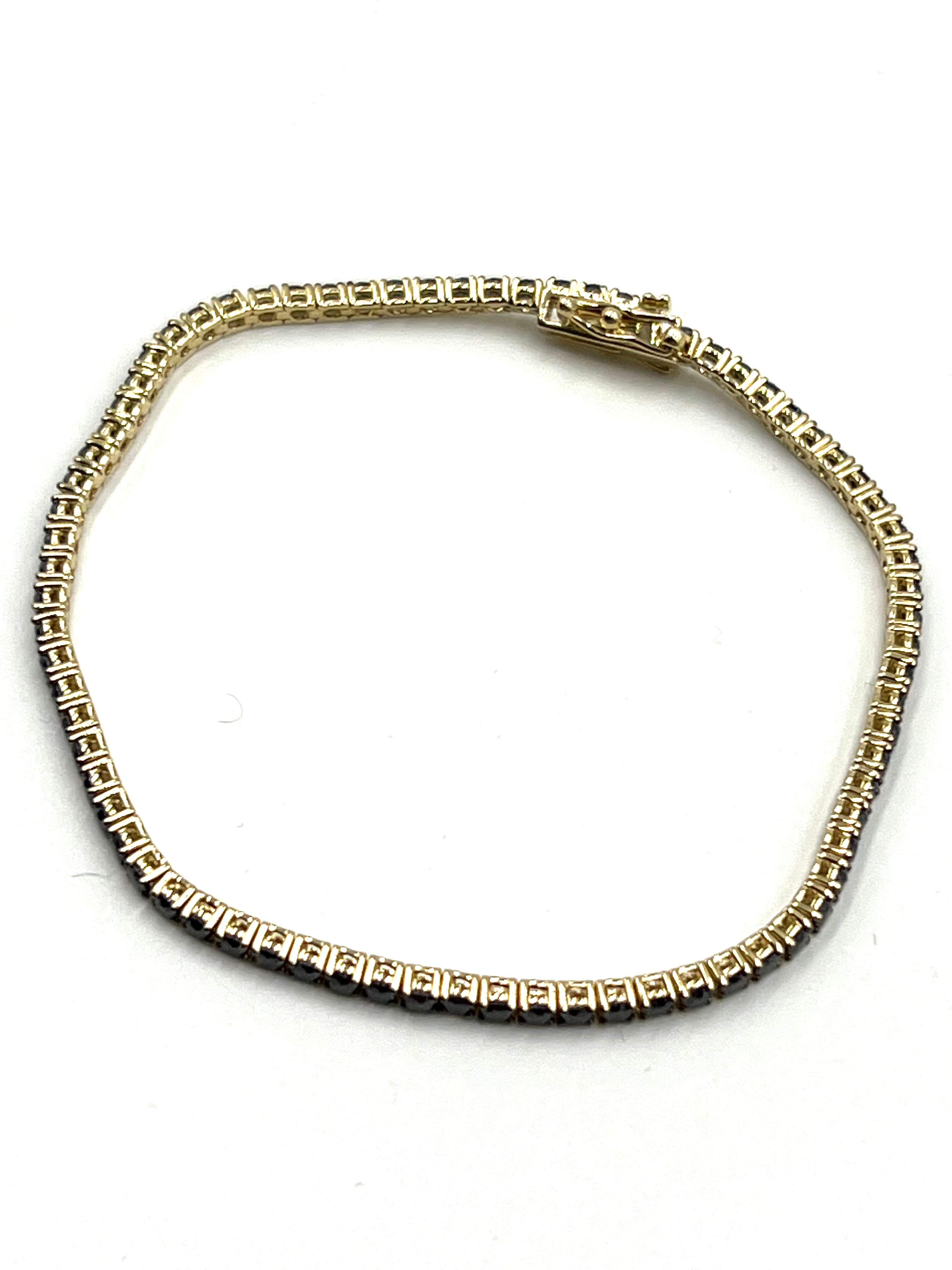 Tennisarmband in Gelbgold mit schwarzen Diamanten