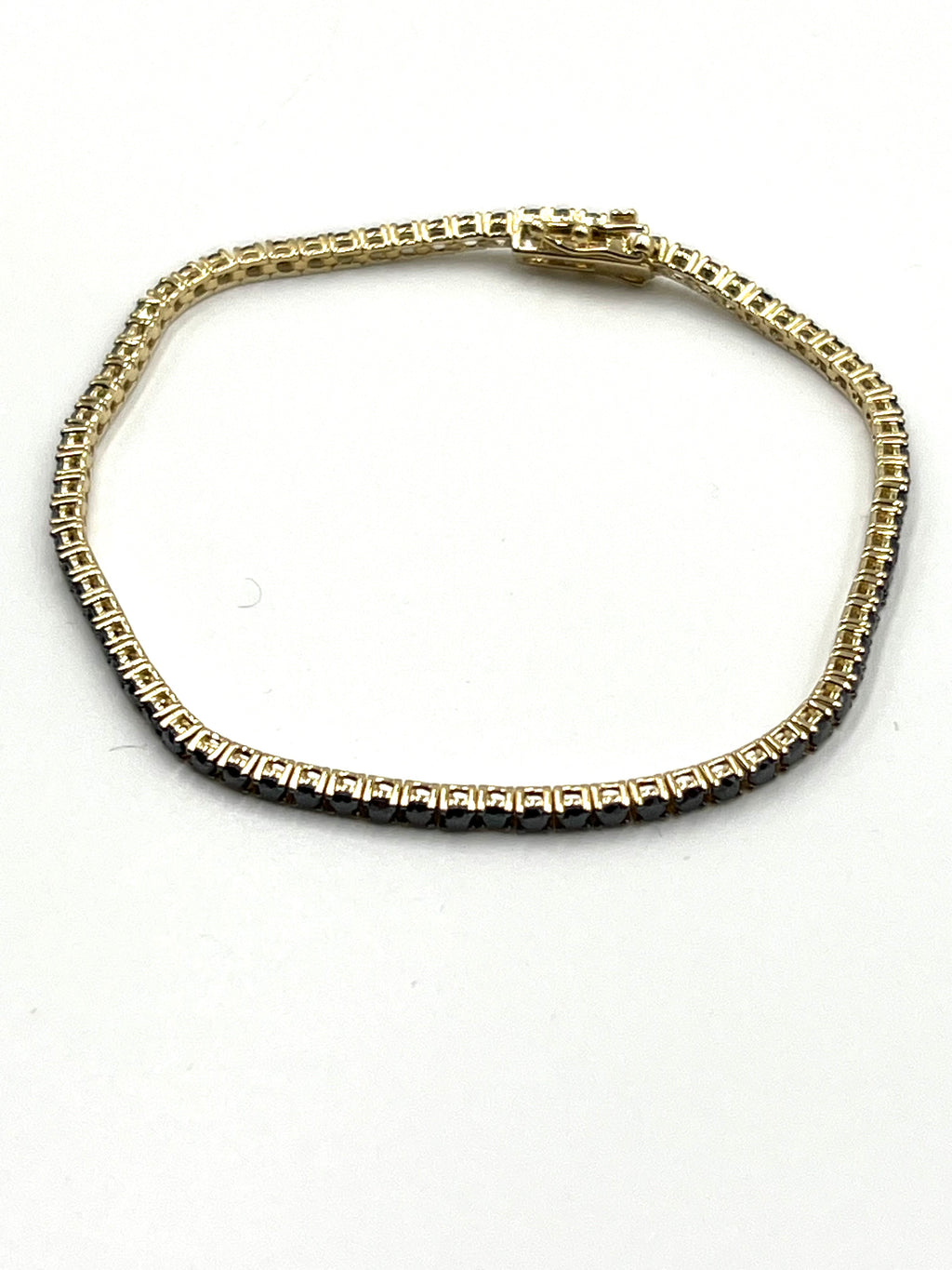 Tennisarmband in Gelbgold mit schwarzen Diamanten