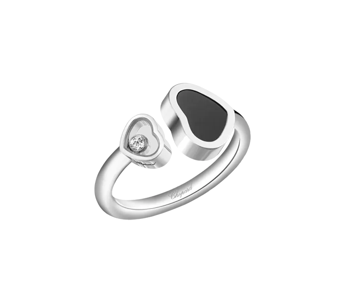 Chopard Happy Hearts Ring Grösse 54/55 Weissgold 750/- Onyx