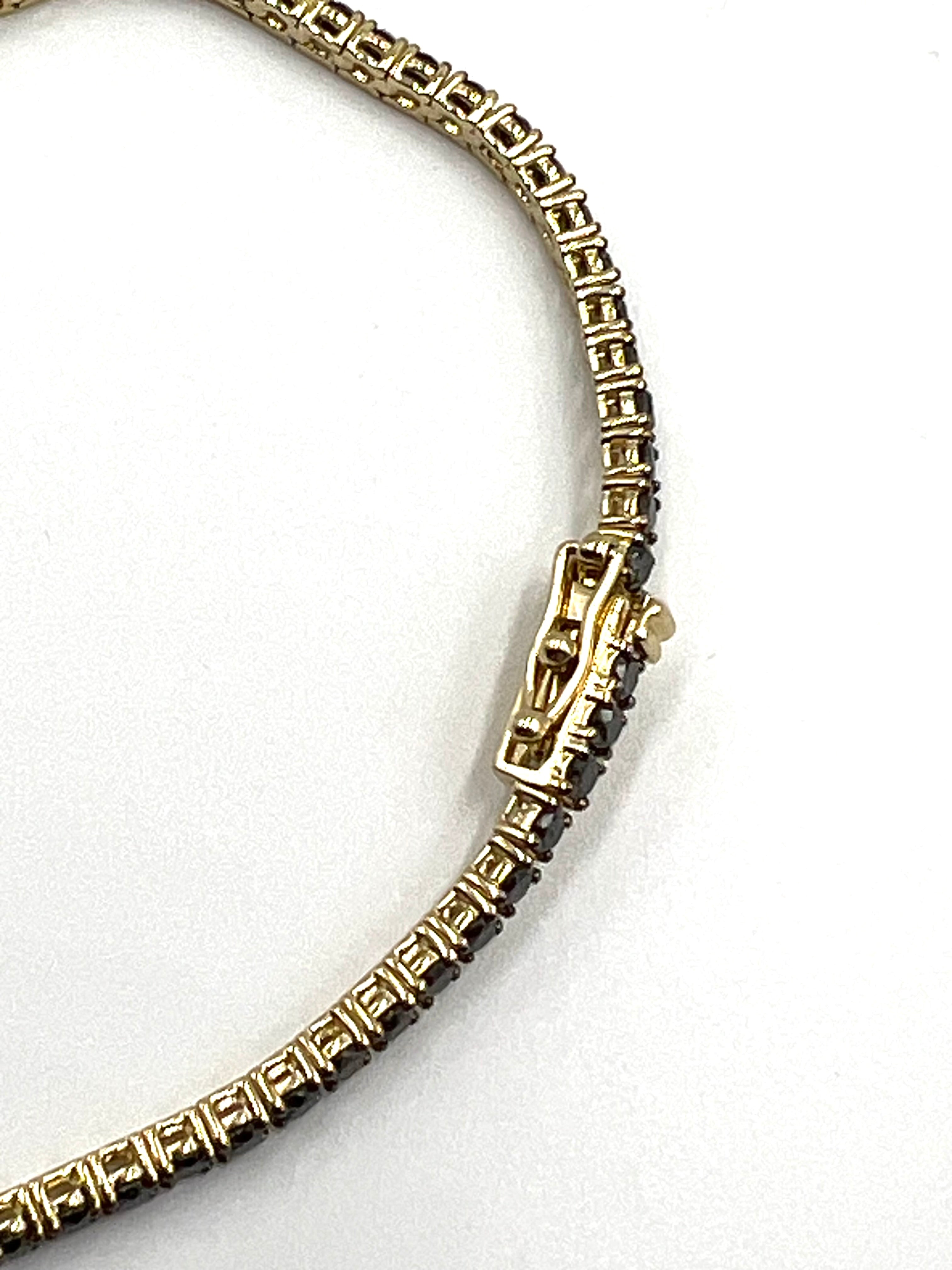 Tennisarmband in Gelbgold mit schwarzen Diamanten