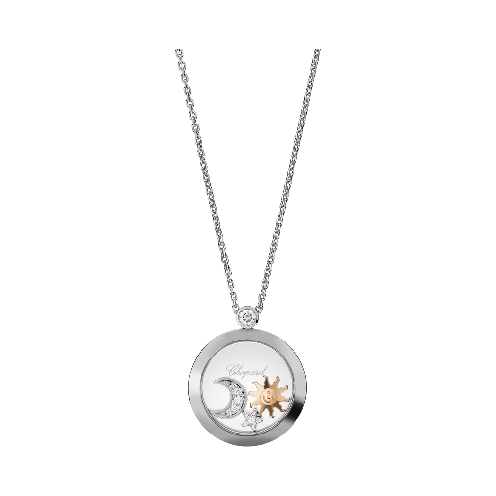 Chopard Happy Sun, Moon and Stars Halskette Länge 42cm Weißgold 750/-