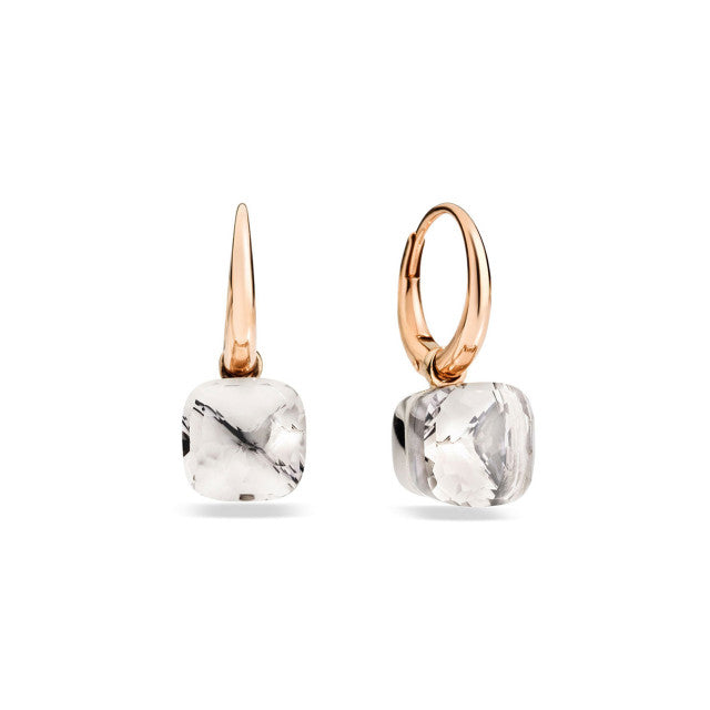 Pomellato - Nudo Ohrringe  - Rosegold 750/-  weiße Topase