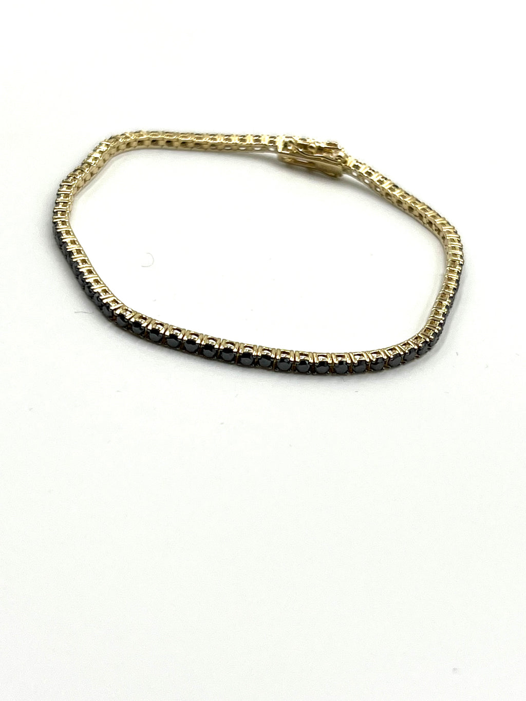 Tennisarmband in Gelbgold mit schwarzen Diamanten
