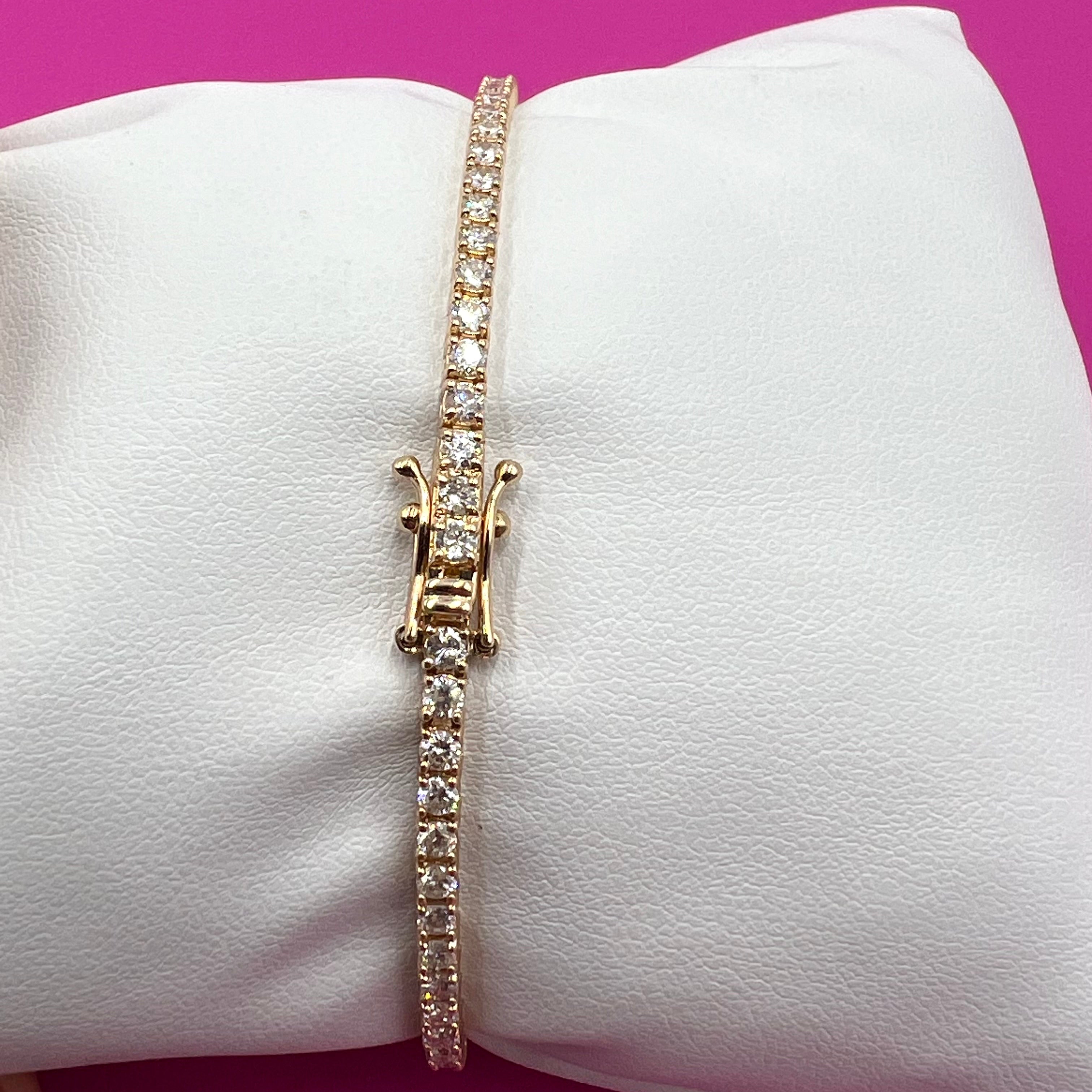 Tennisarmband in Gelbgold mit schwarzen Diamanten