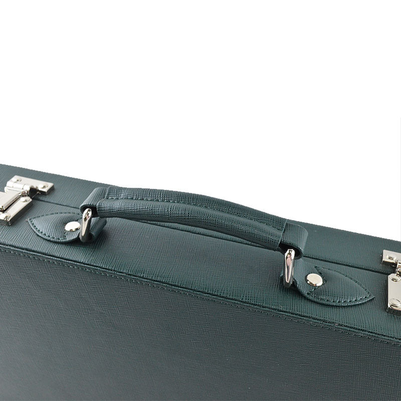Grüner Saffiano Leder Uhrenkoffer für 10 Uhren