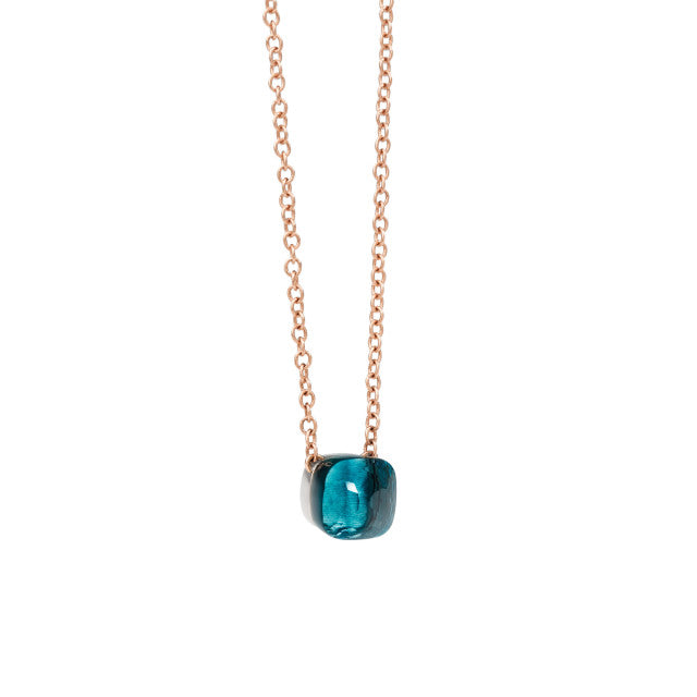 Pomellato - Nudo Anhänger mit Halskette - Rosegold 750/- Blue Topas