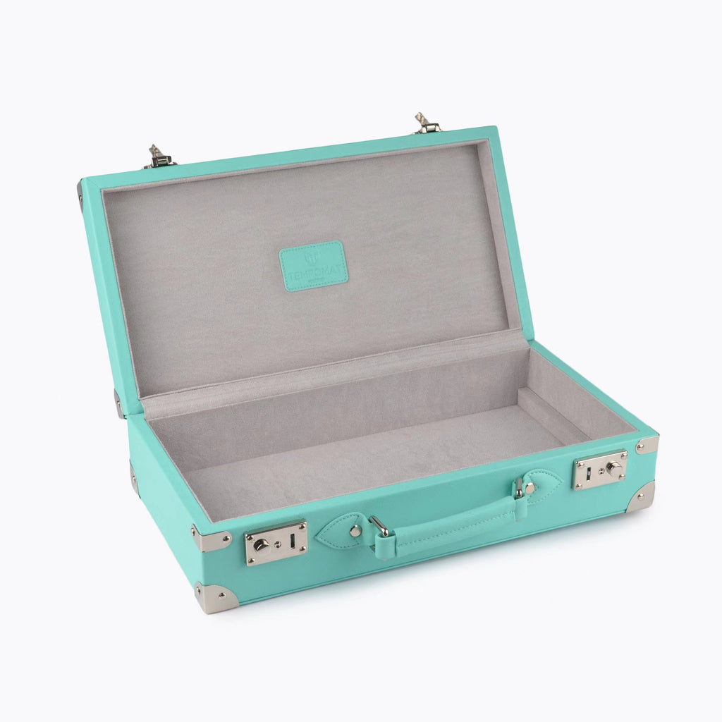 Türkisener (Tiffany) Saffiano Leder Uhrenkoffer für 10 Uhren