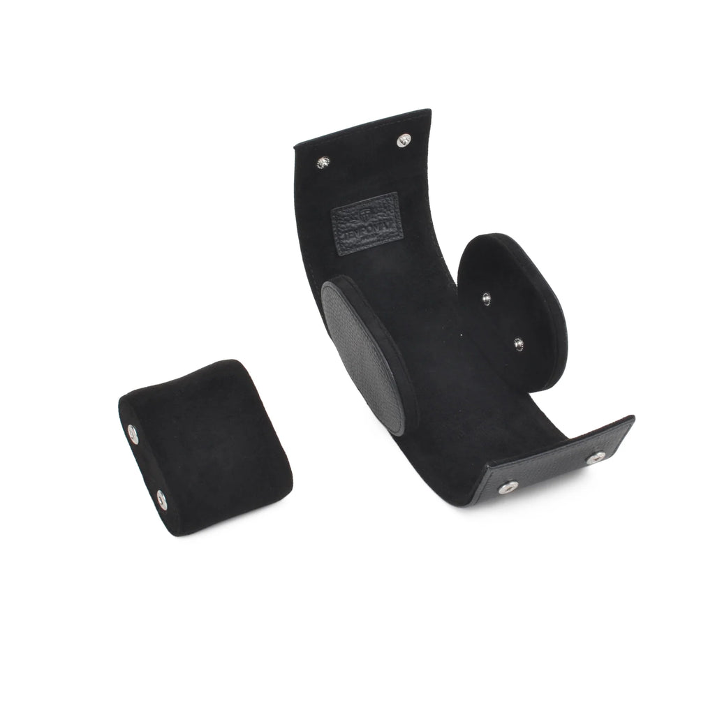 Schwarze Saffiano Leder 1er Uhrenrolle