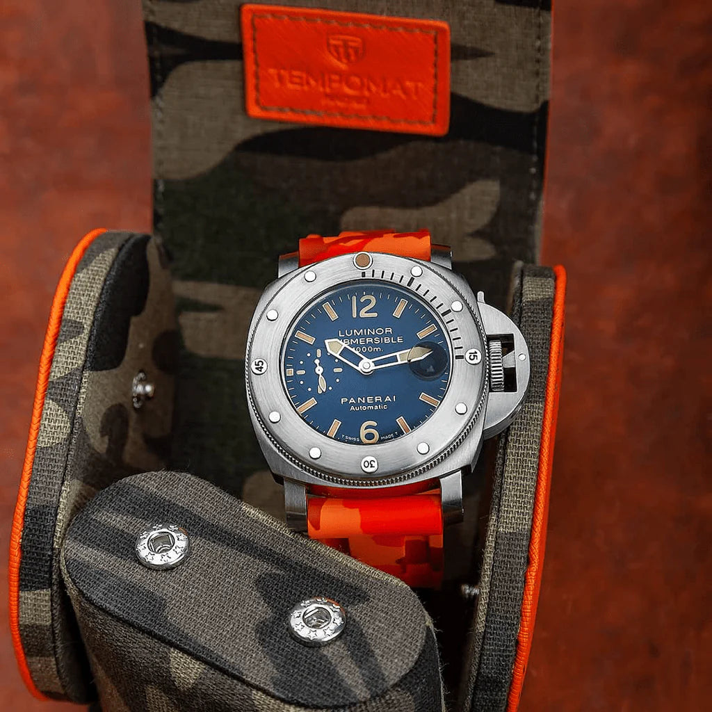 Orange Saffiano Leder 1er Uhrenrolle
