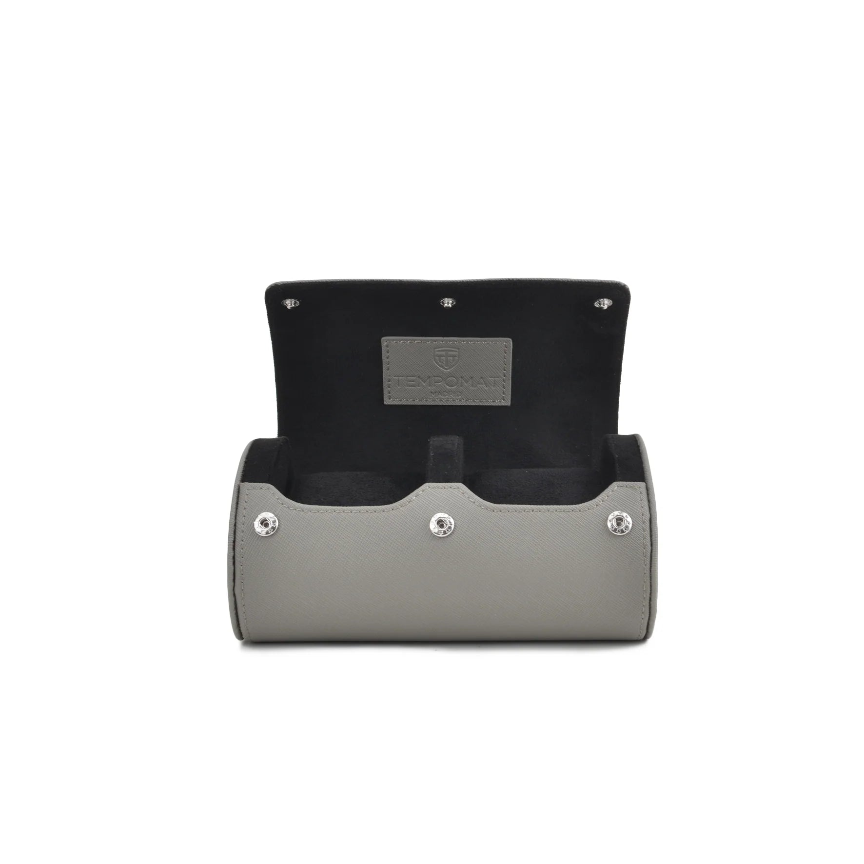 Graue Saffiano Leder 2er Uhrenrolle
