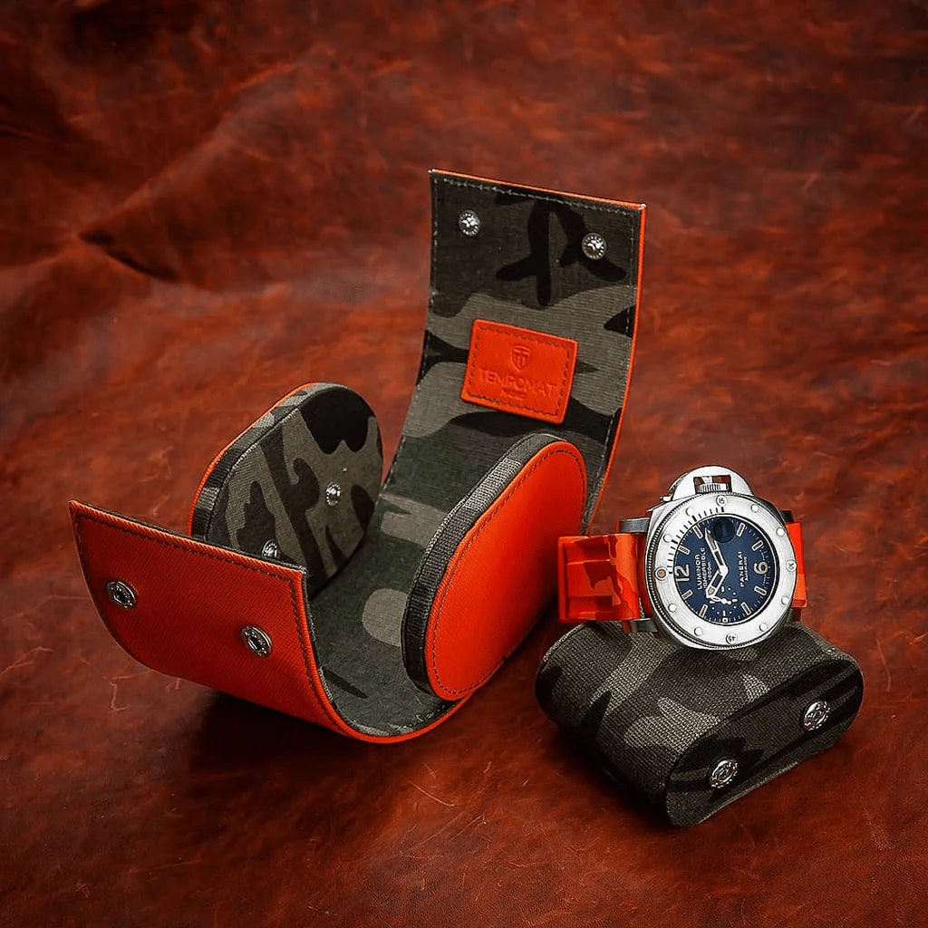 Orange Saffiano Leder 1er Uhrenrolle