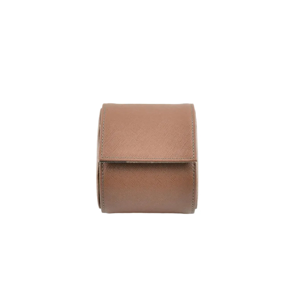 Braune Saffiano Leder 1er Uhrenrolle