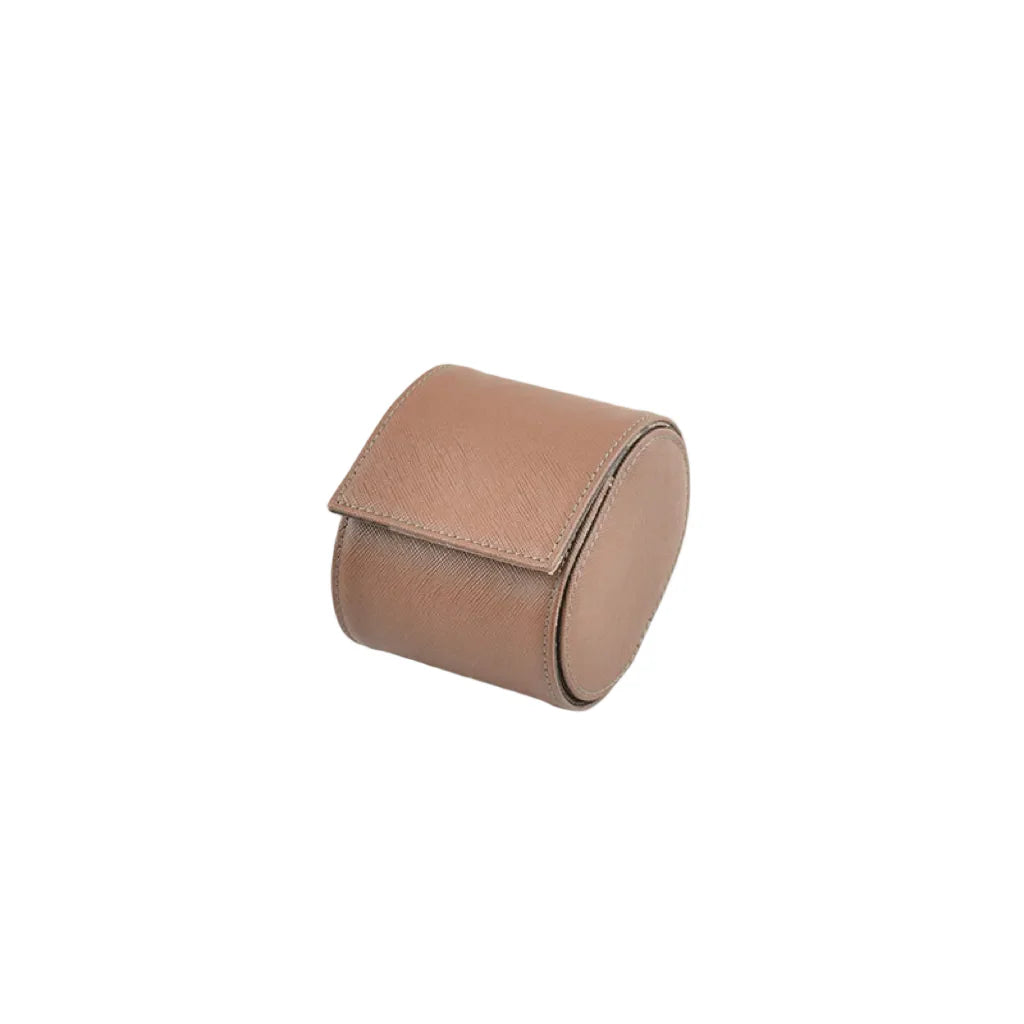 Braune Saffiano Leder 1er Uhrenrolle