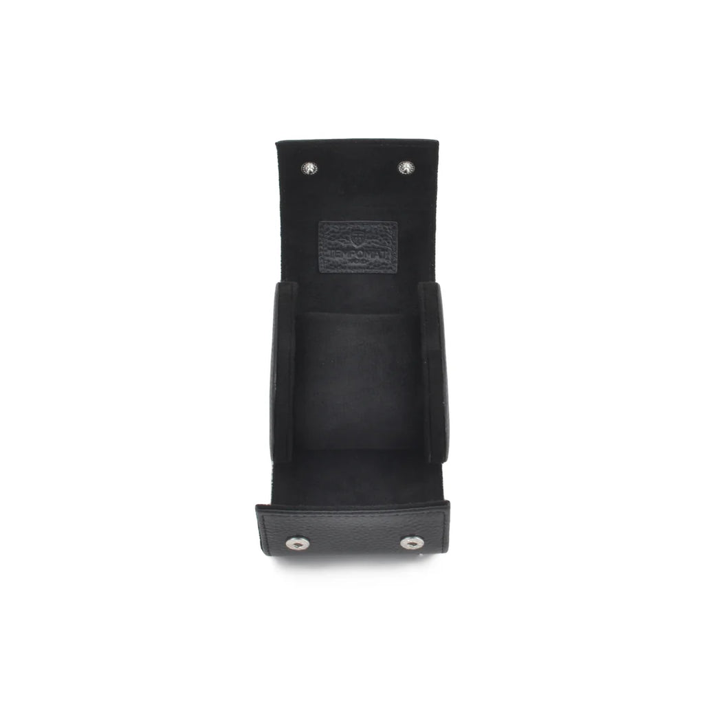 Schwarze Saffiano Leder 1er Uhrenrolle